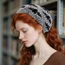 Goth Headbands Bat Pattern Bandana, Cotton Knit Triangle Headband for Women, Perfect for Halloween, Winter Holidays