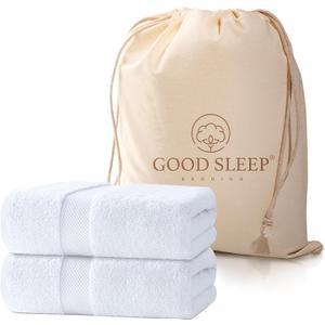 100% Cotton Bath Towels, Pack of 2 Towels for Bathroom, Luxury 700 GSM Bath Towel, Highly Absorbent Bathroom Towel Set, 30 x 60 Inches Large Bath Towels, Super Soft & Quick Dry Towel Set, White