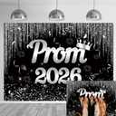 XCKALI Black Silver Prom 2026 Graduation Backdrop 7x5ft