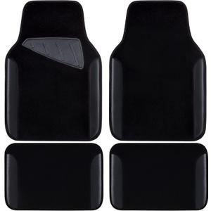 CAR PASS Waterproof Universal Fit Car Floor Mats, Faux Leather Car Carpet Mats, Black Car Mats with Anti-Slip Nibbs Backing & Driver Heel Pad Fit for SUV,Vans,sedans, Trucks, Set of 4pcs (All Black)