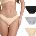 INNERSY Seamless Underwear for Women Hipster No Show Bikini Invisible Panties 3-Pack