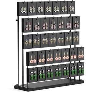 ORLESS Jewelry Display for Vendors, Earring Display Stand for Selling, Necklace Display Holder for Selling, Earring Cards Organizer for Bracelets, Rings, Jewelry Towers, Black (35 Hooks)