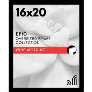 Americanflat 16x20 Picture Frame with Polished Plexiglass - Black Picture Frame - Wide Photo Frames Made of Engineered Wood for Vertical or Horizontal Wall Display - Epic Collection - Black