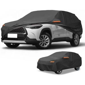 Car Cover Waterproof All Weather Sun Rain Protection Full Exterior Cover for Toyota Corolla Cross Black with Left Side Zippers