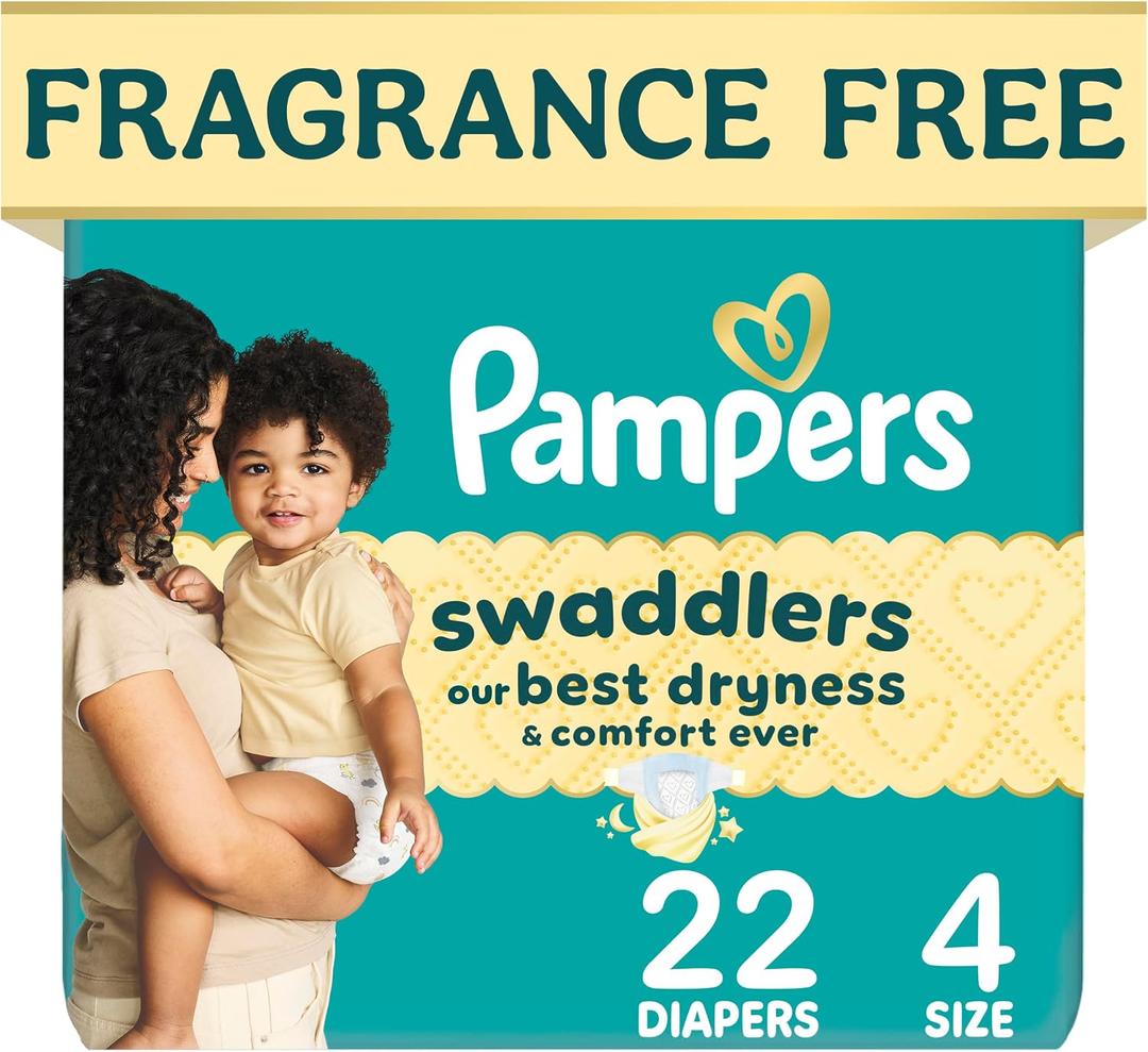 Pampers Swaddlers Diapers, Size 4 (1534 lbs), 22 Count, Absorbent, Keeps Baby Dry and Comfortable, Skin Safe Disposable Baby Diaper 