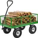 VEVOR 900 Lbs Steel Garden Cart on Wheels, Heavy Duty Pullable Garden Wagon Yard Cart, Outdoor Metal Utility Wagon with 10" Tires and Mesh Removable Sides(Convert to Flatbed), and 180°Rotating Handle