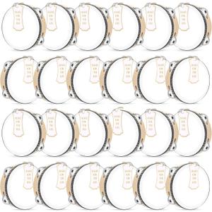 24 Set 6 Inch Tambourine for Adults Wooden Hand Held Drum with Metal Jingles, Gift Tags, White I Love You Printed Ribbon Percussion Gift Musical Instrument for Church Wedding Party Favor(black)