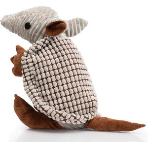 Hollypet Plush Dog Squeaky Toy Stuffed Armadillo Animal Pet Puppy Chew Toys with Clean Teeth for Small Medium Large All Breed Sizes Dogs, Gray Large, 14 in