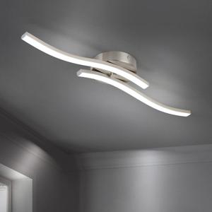EDISLIVE Modern Dimmable LED Ceiling Light Curved 2 Light 22.5 in Minimalist LED Flush Mount Ceiling Light Fixture Lamp for Bedroom Foyer Kitchen 6000K Nickel, 6000K-Cool