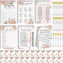 Sosation 331 Pcs Bridal Shower Games Supplies, 5 Sets (50 Cards Each) Wedding Games Cards, 1 Put a Ring on It Bridal Shower Game with 60 Rings and 20 Team Pencils for Wedding Engagement