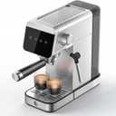 AMZCHEF Espresso Machine with LED Touchscreen, 20Bar Pump Pressure System, for Brewing Rich Coffee, Creamy Cappuccino, and Smooth Latte - Compact Design Home Appliance, Ideal Gift Choice, Silver