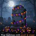 Orange and Purple Halloween Lights, 26FT 50 Count LED Halloween String Lights, Waterproof Extendable Decorations Lights for Outdoor Indoor Patio Home Party Garden Yard Decor