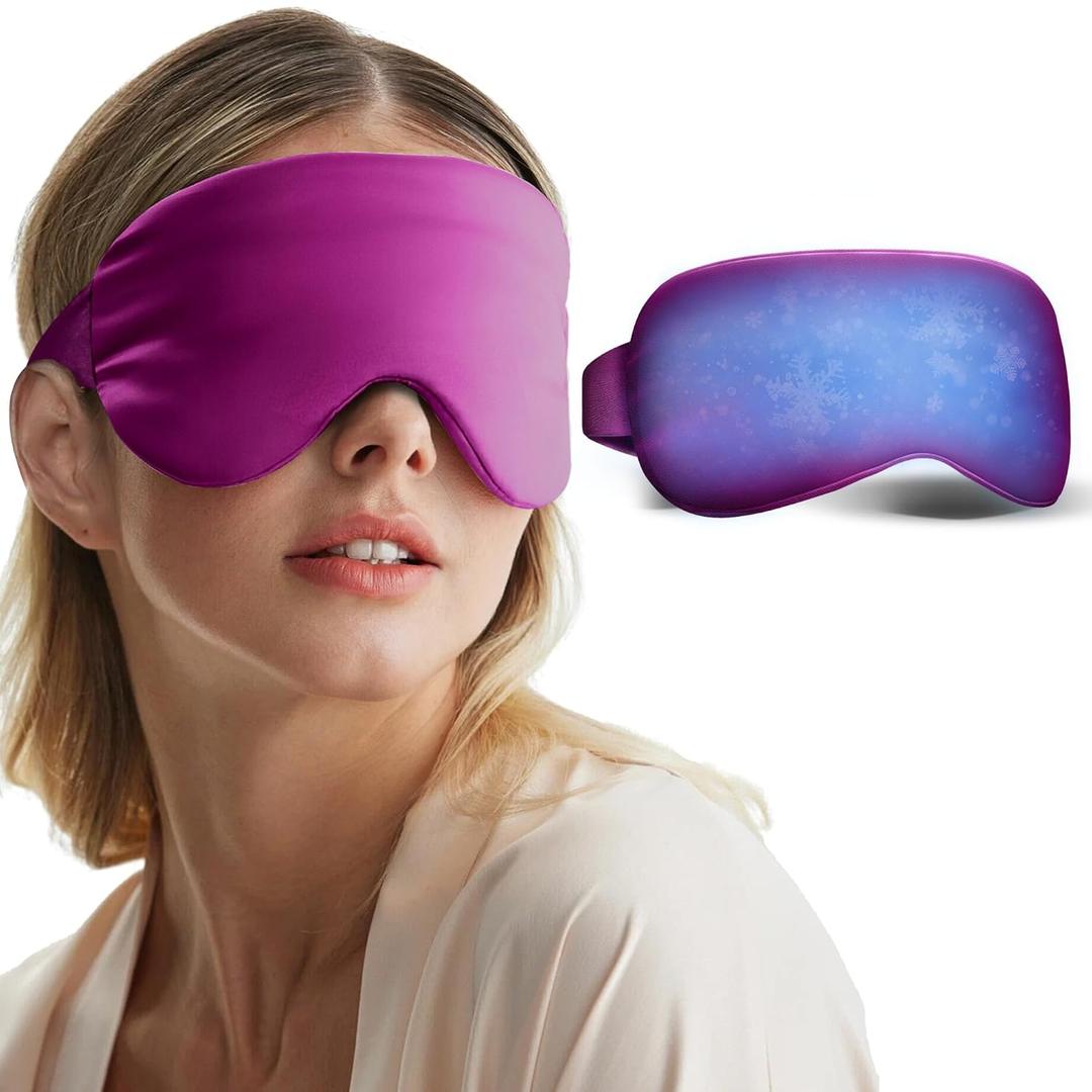 Cooling Eye Mask for Puffy Eyes: Fsa Eligible Items Hsa, Migraines Headache Fast Relief After Surgery Care Cold Compress, Reusable Face Ice Pack Gel Sleep Mask for Dark Circles, Relaxing Gifts(Purple)