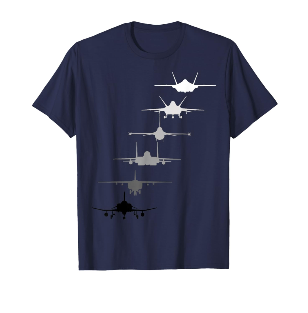 L Air Force Fighter Jets F-4 F-111 F-15 F-16 F-22 F-35 T-Shirt
