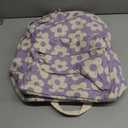 School Backpack for Teen Girls Bookbags Elementary High School Corduroy Laptop Bags Women Travel Daypacks (Beige Flower Purple Background)