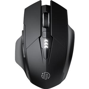 INPHIC Multi-Device Bluetooth Mouse, Upgraded Visible Battery, 2400 DPI, Silent Ergonomic Computer Wireless Mouse for Laptop, Mac, PC etc. (Black)