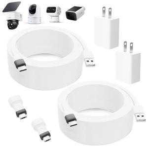 25ft Power Extension Cable with Adapter for eufy SoloCam S340/S220, E30, C210, for eufy Cam S350, E220, Weatherproof Charging Cord for eufyCam 3C/S300, 3/S330, Built-in Short-Circuit Protect Adapter