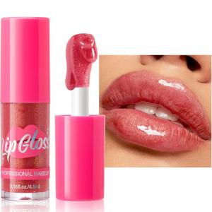 Lip Plumper Gloss Glitter Tinted Plumping Lip Gloss For Women Hydrating Long Lasting Shimmer Moisturizing Glossy Non Sticky Lip Gloss (02#) (0.16 Fl Oz (Pack of 1))