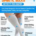 Wide Diabetic Socks for Men Women Plus Size, Extra Long Edema Sock with Thickened Sole, Non-Binding Loose Fit Socks for Swollen Feet, Lymphedema,Neuropathy- 2 Pairs Black