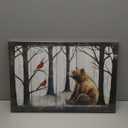 iKNOW FOTO Woodland Animal Nursery Canvas Wall Art Bear and Northern Cardinals Tree Watercolor Painting Forest Wildlife Poster for Boys and Girls Room Rustic Modern Home Decor 16x24 Ready to Hang