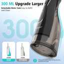 Leominor Water Flosser Pick for Teeth, 300ML Portable Oral Irrigator Upgraded Tank Removable,IPX7 Waterproof, Rechargeable Travel Teeth Cleaner, Professional Electric Flossing Machine (Black)