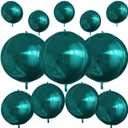 12Pcs Dark Green Round Foil Balloons, 22" 15" 10" 4D Helium Ball Balloon, Metallic Green Foil Balloon for Birthday Graduation Wedding Anniversary New Year Eve Disco Prom Party Decorations