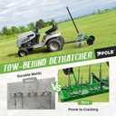 PPOLB 48" Tow-Behind Dethatcher with 24 Spring Steel Tines, Pull Behind Lawn Tractor Mower Grass Rake for Yard, Garden, and Farm Care – Removes Thatch, Leaves, and Pine Needles-Green