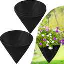 3PCS 14 Inch Cone Shaped Planter Basket Liners Fabric Hanging Plant Liners Non-Woven Planter Liners Black Felt Liners Replacement Inserts for Flower Hanging Baskets Outdoor Plants - Avoid Bird Nesting