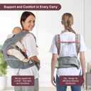 Baby Carrier, 6-in-1 Newborn to Toddler Carrier(7-50lbs), Front & Back Carrier with Detachable Hip Seat, Soft & Adjustable, All Seasons, Ideal for Mom & Dad, Perfect for Shopping & Travel - Grey