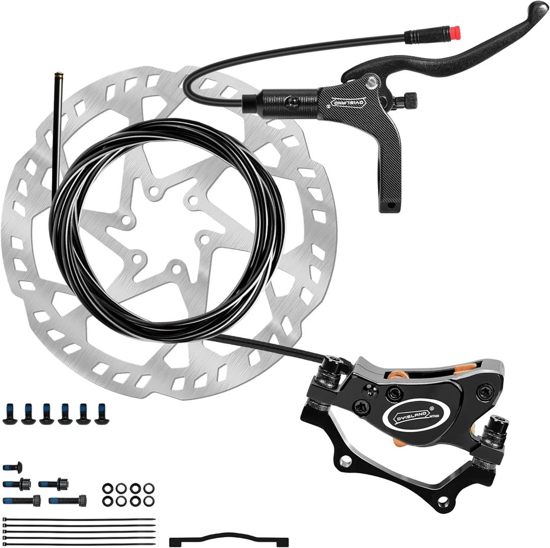 E-Bike Hydraulic Disc Brake Set 4-Pistons/2-Pistons, 2-PIN/3-PIN Pre-Bled with Mineral Oil Brakes KitFront and Rear Set180mm 2.3mm Thick Rotors