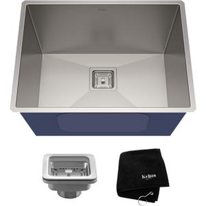 KRAUS Pax 24-inch 18 Gauge Undermount Single Bowl Stainless Steel Laundry and Utility Sink, KHU24L