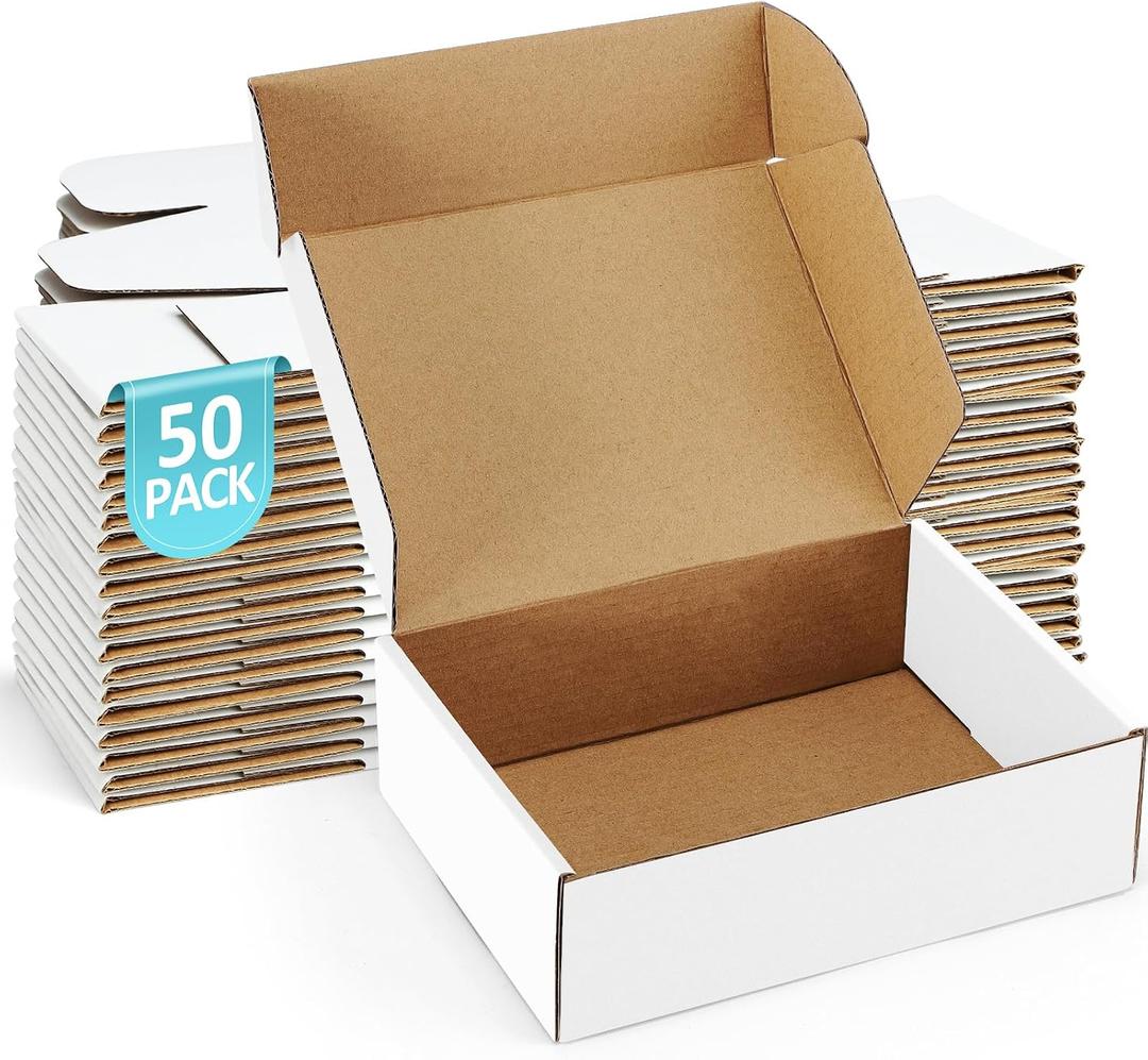 Shipping Boxes 7x5x2 inches Small Mailing Boxes 50 Pack White Cardboard Corrugated Box Mailers