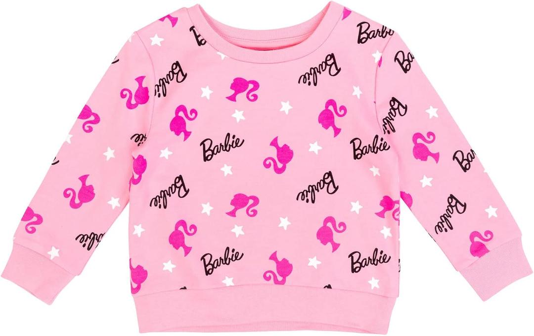 Barbie Girls' Crewneck Sweatshirt Toddler to Big Kid (Pink)