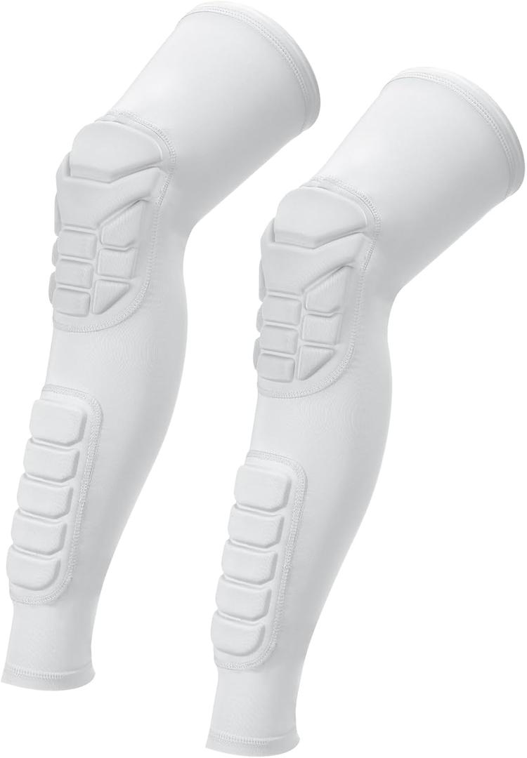 PATIKIL Knee Calf Pads Knee Braces Pad Compression Leg Sleeve Protective Calf Shin Guard for Youth Adults Football Basketball Baseball (Medium, White)
