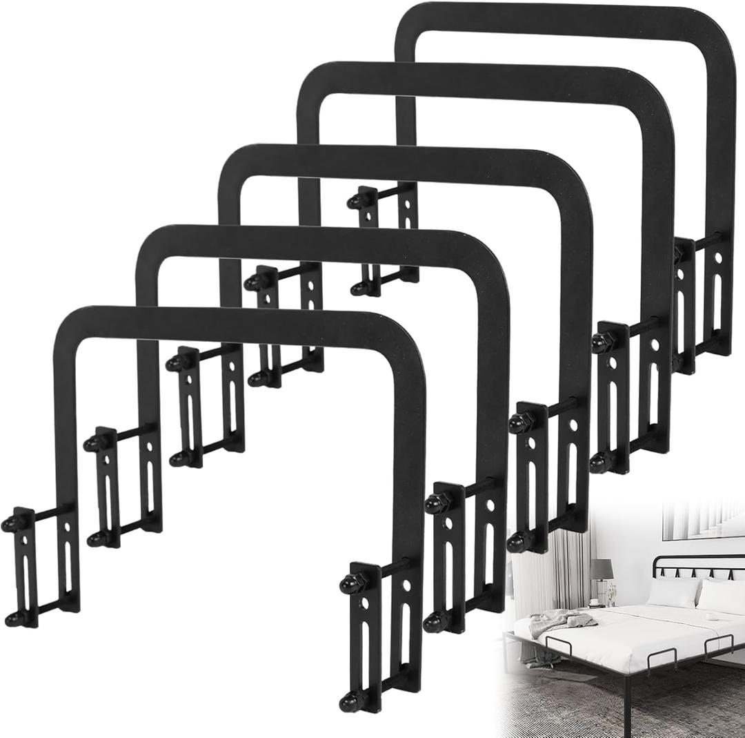 Mattress Retainer Bar Keep Mattress Stopper from Sliding,Non Slip Bed Slide Stopper to Prevent Sliding Holder in Place Gripper for Metal Bed Frame - 5PCS, Black