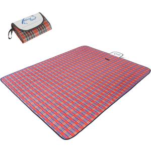 Wind Tour Waterproof Picnic Blanket with Carry Strap - Foldable Sandproof Outdoor Mat for Camping, Beach, Park - 59" x 71",Red (Single Mat)