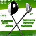 Golf Clubs Set 7-Piece Complete Set with Driver Hybrid 7 Iron 9 Iron Sand Wedge Putter Stand Bag for Men (Gray, Left-Handed)