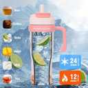 APSARAS USA 40oz Tumbler with Handle and Straw, Spill Proof Water Bottle with StrawCups with Lids and StrawsStainless Steel Water Bottles,Travel Mug Cup Holder Friendly Cute Water Bottles (Heavenly Melody)
