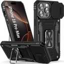 Case for i Phone 16 Pro Max Phone Case 16 Pro Max Case with Camera Cover, with Ring Holder Kickstand, with Magnet Car Mount Function, for iPhone 16 Pro Max (Black)