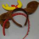 MSZWTDZX Deer Antlers Headband with Dog Ears - Halloween Reindeer Antler Dog Costume Accessories for Women Men Adults, Christmas Reindeer Horn Headpiece Party Favors