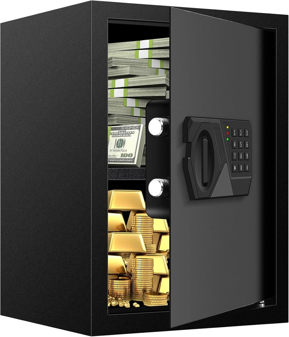 3.3 Cubic Feet Large Safes for Home Use Fire and Water proof, Digital Security Safe with Key and Combination, Home Safes Water and Fireproof for Firearm Medicine Money Valuables 3.3 Cubic Feet Large Safes for Home Use Fire and Water proof, Digital Security Safe with Key and Combination, Home Safes Water and Fireproof for Firearm Medicine Money Valuables