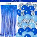 10th Birthday Decorations for Boys Blue Happy 10th Birthday Banner Tenth Bday Supplies 32inch Number 10 Balloons Fringe Curtain 10 Years Old Bday Party Supplies Kit for Him Her Girls (Blue)