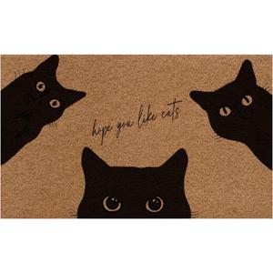 Jakayla Funny Black Cat Door Mat Cute Welcome Mat Hope You Like Cats Doormat Funny Welcome Mats for Front Door Outside Entrance Cat Decor