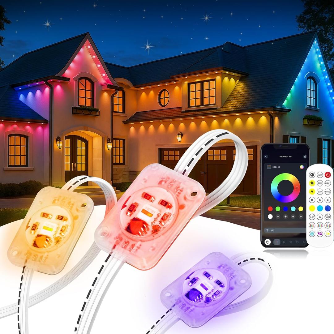 200FT Permanent Outdoor Lights, 120 LED Smart RGB&IC Outdoor Eave Lights with App/Remote, 209 Scene Modes, IP67 Waterproof Outside Light for House Party Christmas Decor