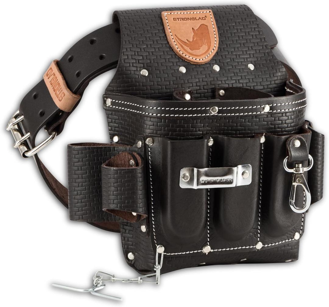 STRONGLAD Heavy Duty Electricians Tool Belt  13 Pocket Top Grain Leather Pouch, Adjustable Fit 2946" Durable Utility Belt for Electrical Work | Rugged Jobsite Organizer | Designed for Pros