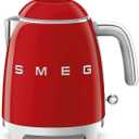 SMEG KLF05 Mini Electric Kettle, 3 Cup (0.8L) Compact Small Water Boiler, Stainless Steel Double Wall, Auto Shut-Off, 360° Base, Retro Countertop Tea & Coffee Kettle –Red