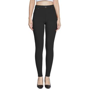 Amoy Women's Dress Jeggings Skinny Pants Stretchy Work Trousers Business Casual Leggings with Pockets Office M