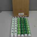 Whaline 6Pcs St. Patrick' s Day Flameless Tape Candles Green Shamrock Clover Battery Operated LED Candlesticks with Remote for Irish Holiday Birthday Table Decor