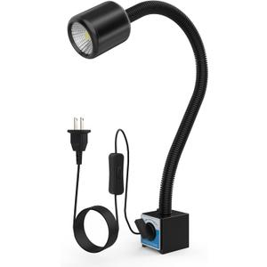 LED Machine Light with Strong Magnetic Base and Flexible Gooseneck for Lathe and Drill Press, 1200 Lumens, 12W 120V