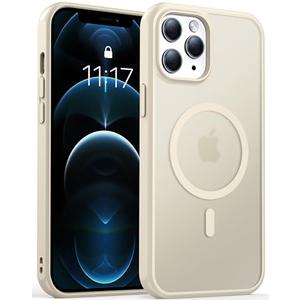 AMILIFECASES Magnetic Compatible with iPhone Case, [Built-in Kickstand][Full Camera Protection][Compatible with MagSafe][Anti-Fingerprint] Shockproof Phone Case for iPhone Beige